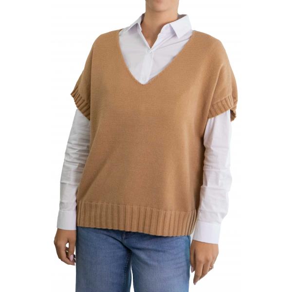 Gilet tinta unita scollo a V modello over 